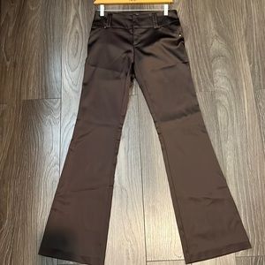 Cache brown satin bootcut tailored dress pants NWT